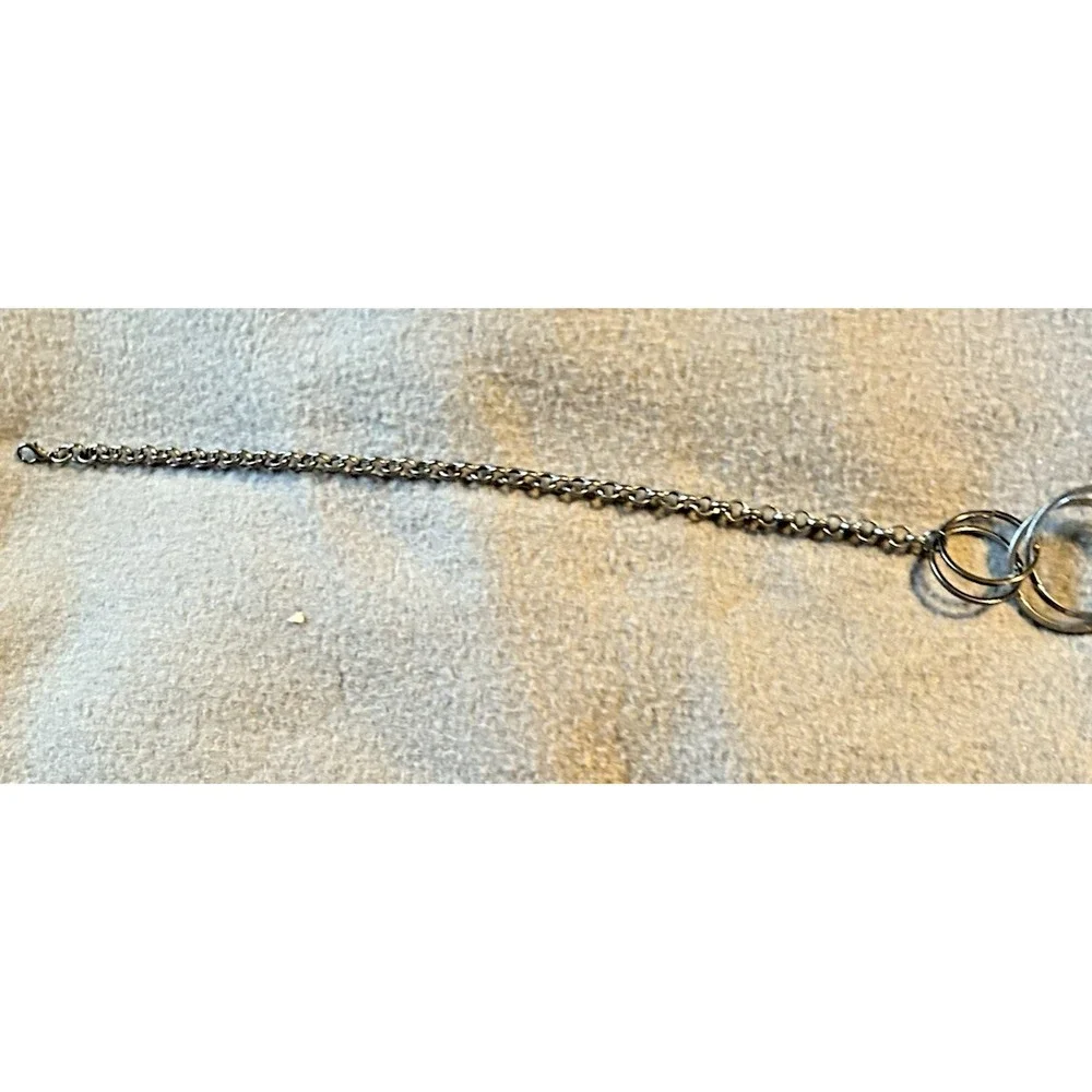 Silver Tone Chain Link Belt‎ Round Circle Retro MCM adjustable patina 44.5